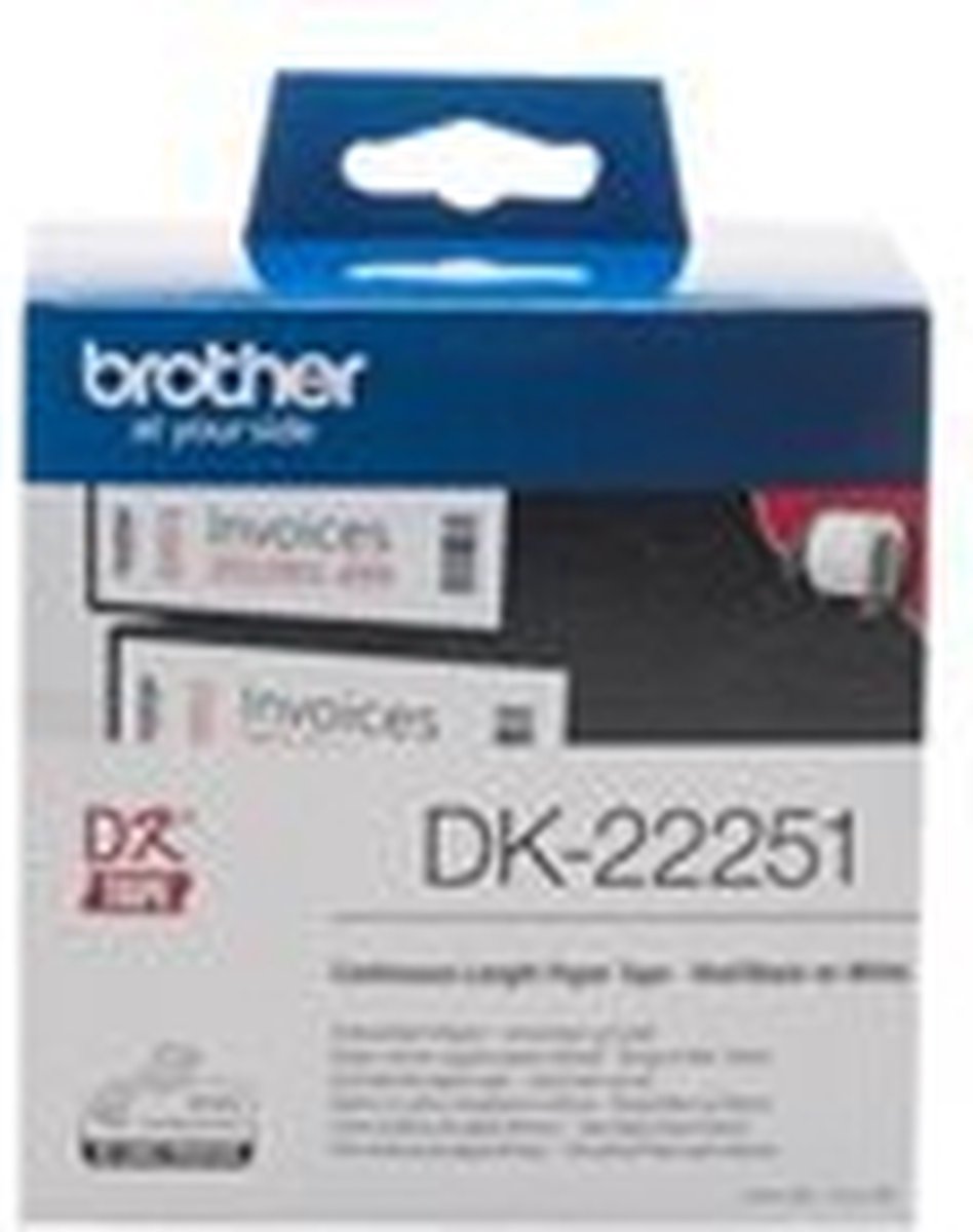Brother DK-22251 en rood op wit DK labelprinter-tape - [PABU001] - Zwart