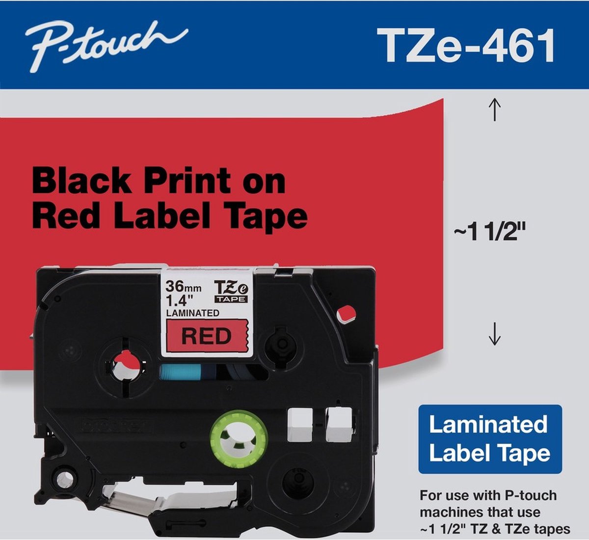 Brother TZ-461 op rood labelprinter-tape - Zwart