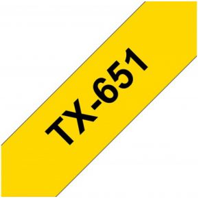 Brother TX-651 op geel labelprinter-tape - Zwart