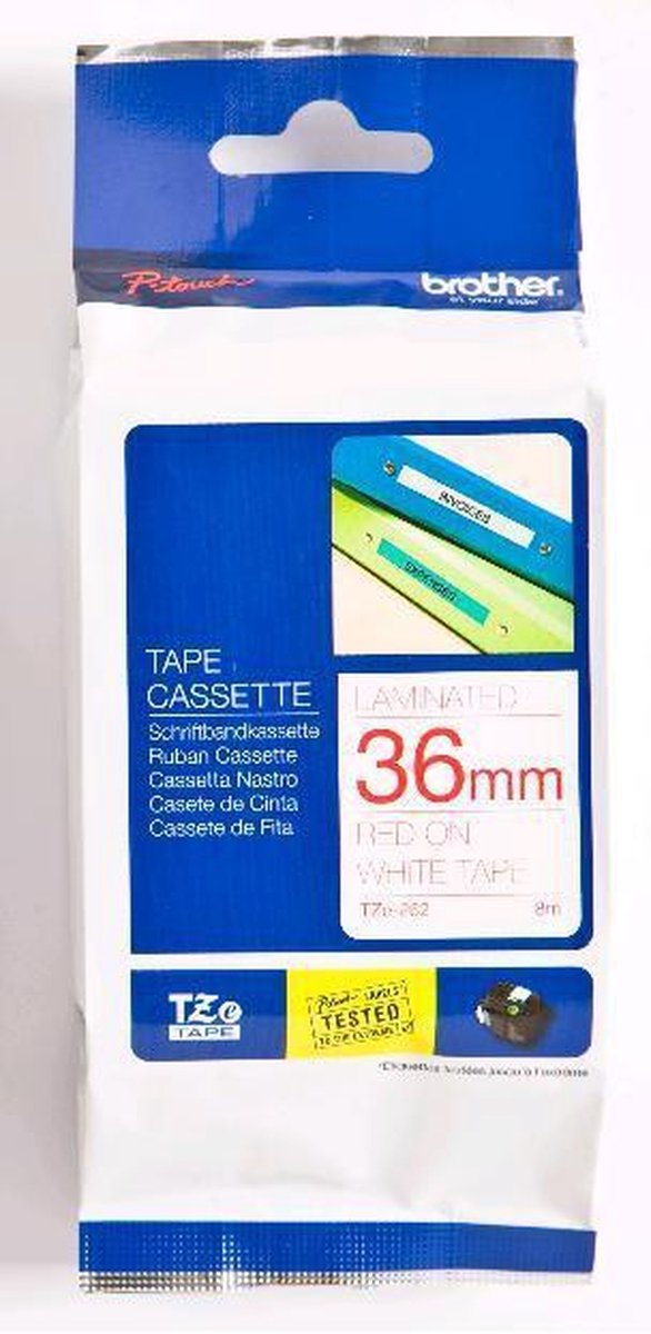 Brother Gloss Laminated Labelling Tape - 36 mm, Red on White