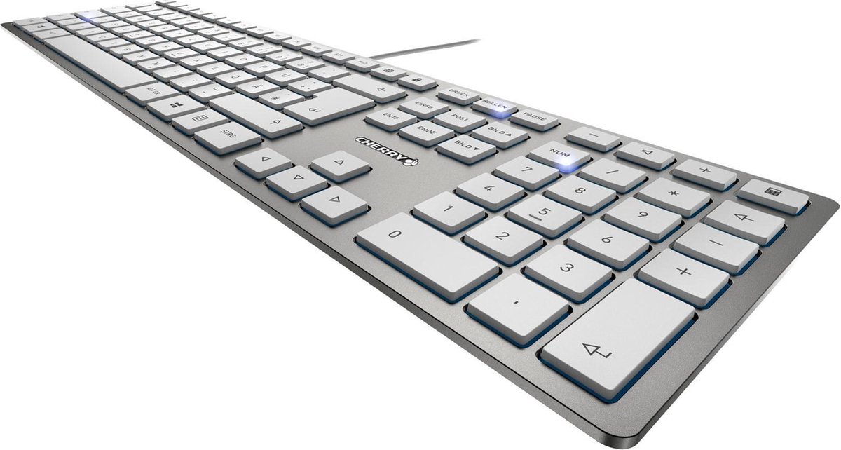 Cherry KC 6000 Slim USB Amerikaans Engels Zilver, - Wit