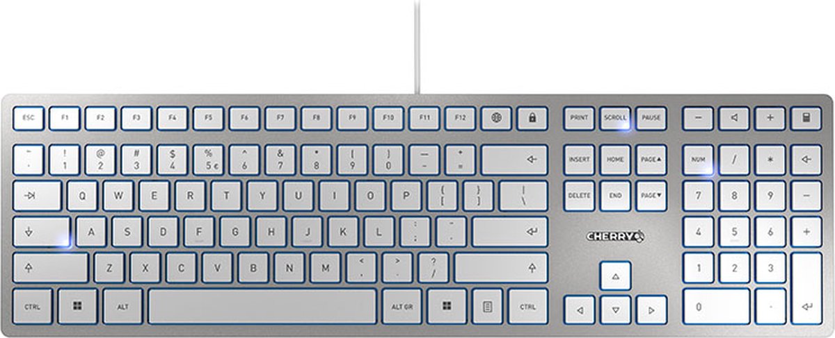Cherry KC 6000 Slim USB Amerikaans Engels Zilver, - Wit