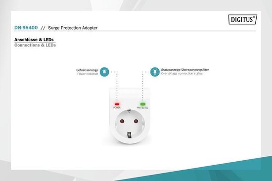 Digitus DN-95400 Overspanningsbeveiliging 1 AC-uitgang(en) 230 V - Wit