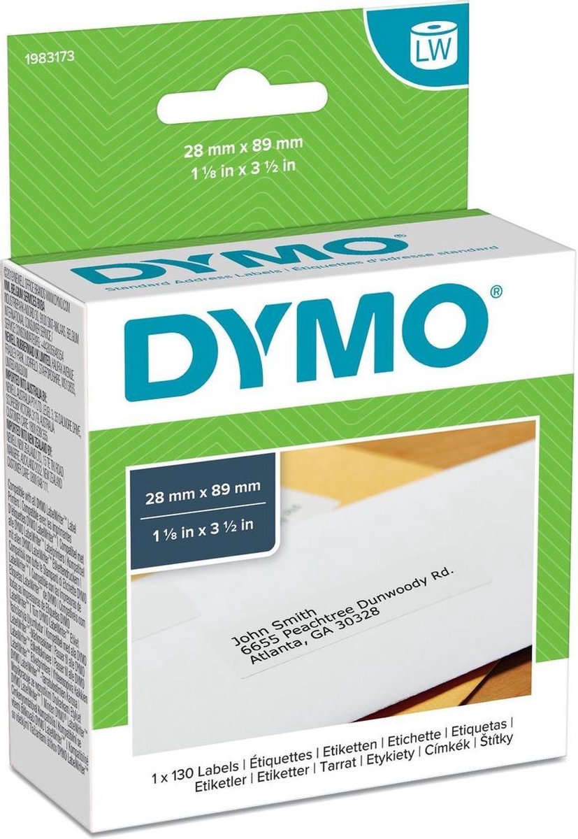 Dymo adres-etiketten 28 x 89 mm wit 1x 130