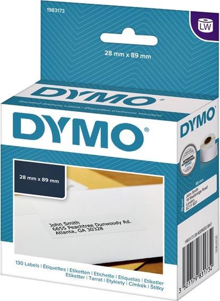 Dymo adres-etiketten 28 x 89 mm wit 1x 130