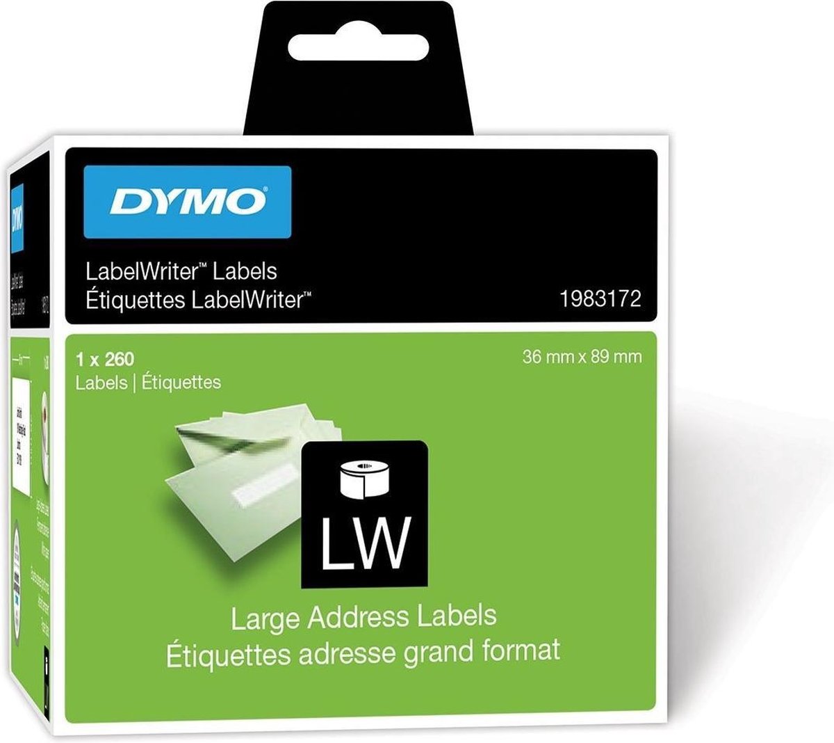 Dymo adres-etiketten groot 36 x 89 mm wit 1x 260