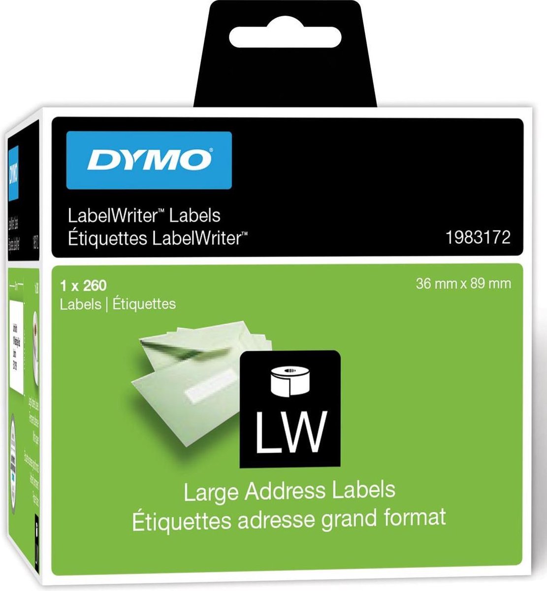 Dymo adres-etiketten groot 36 x 89 mm wit 1x 260