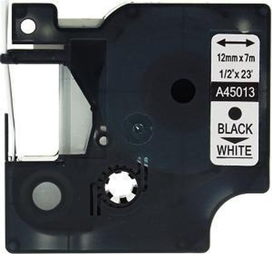 Dymo D1 standaard labels-zwart 12mm - Wit