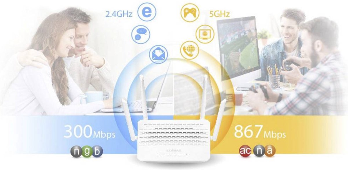 Edimax BR-6478AC V3 draadloze router Dual-band (2.4 GHz / 5 GHz) Gigabit Ethernet - Wit