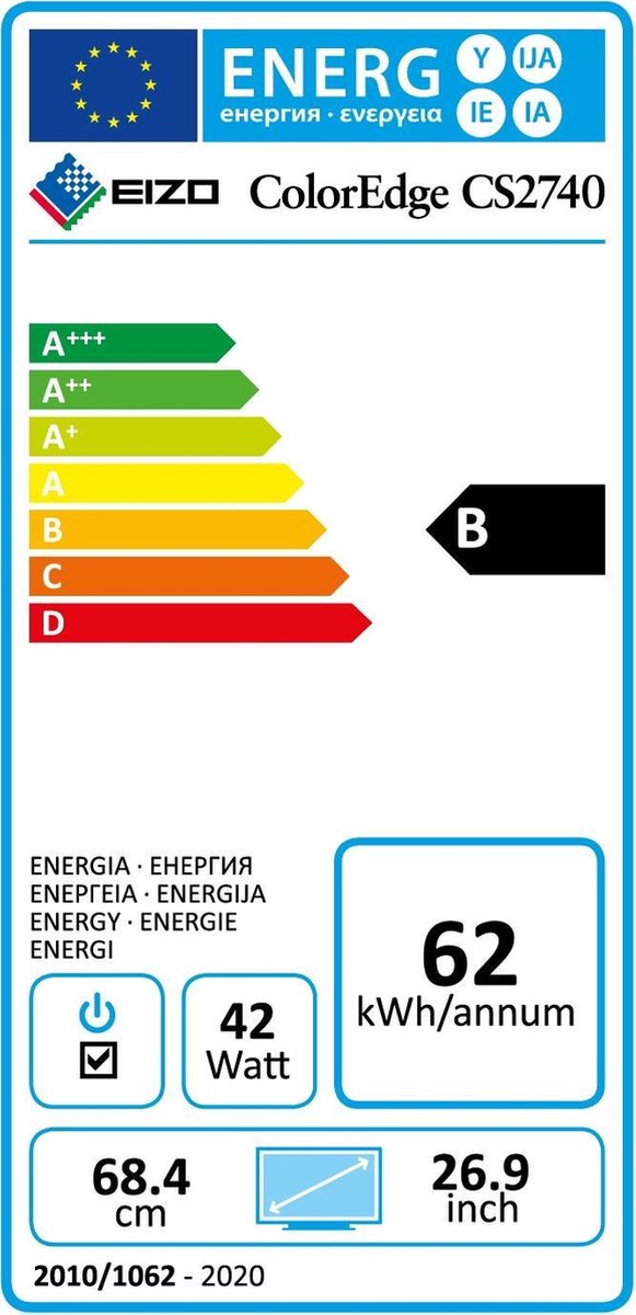 EIZO ColorEdge CS2740 computer monitor 68,6 cm (27 ) 3840 x 2160 Pixels 4K Ultra HD LED - Zwart