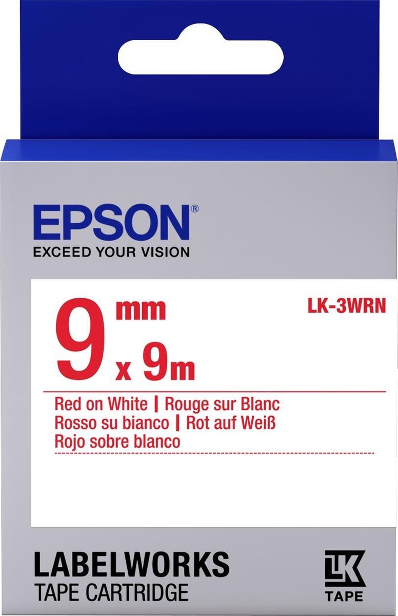 Epson C53S653008 op wit labelprinter-tape - Rood