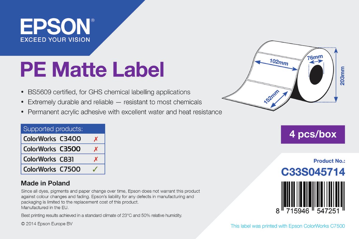 Epson PE Matte 102mm x 152mm, 800