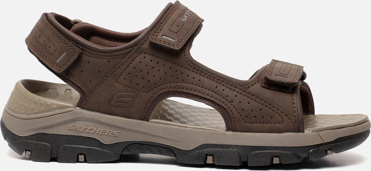 SKECHERS - Sandalias De Hombre Casual En Piel De Color Marrón