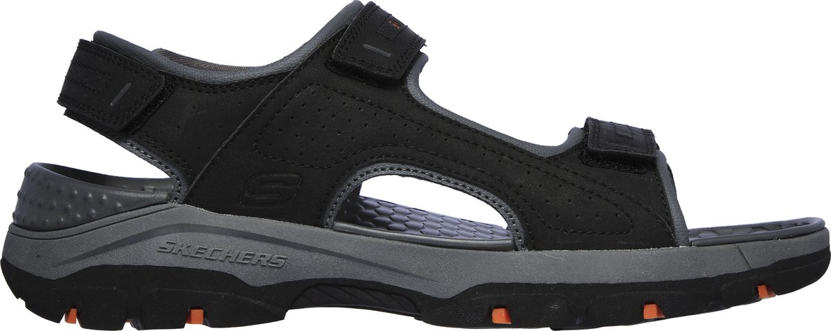 SKECHERS - Sandalias De Hombre Casual En Piel De Color Negro - Negro