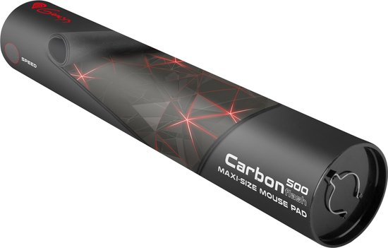 Genesis Carbon 500 Maxi Flash, Rood Game-muismat - Zwart