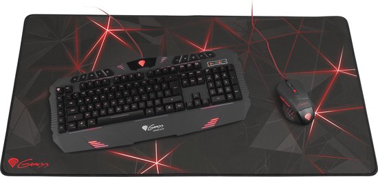 Genesis Carbon 500 Maxi Flash, Rood Game-muismat - Zwart