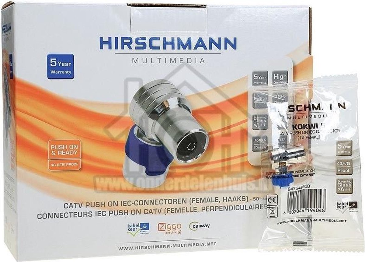 Hirschmann Coaxconnector Female Wit/ - Blauw