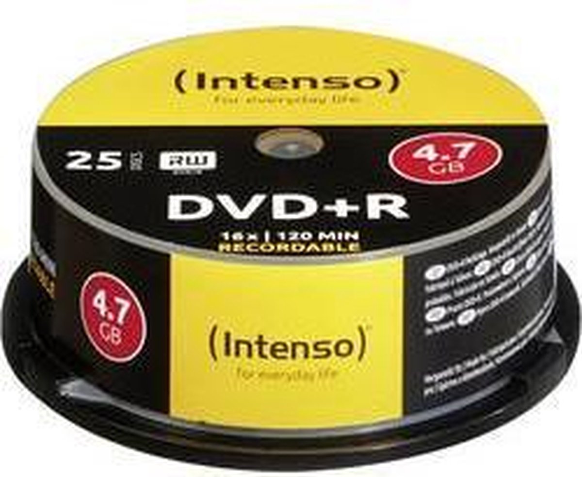 Intenso 1x25 DVDR 4.7GB 16x Speed. Cakebox