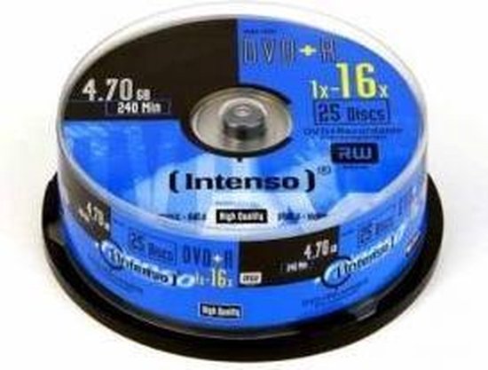 Intenso 1x25 DVDR 4.7GB 16x Speed. Cakebox