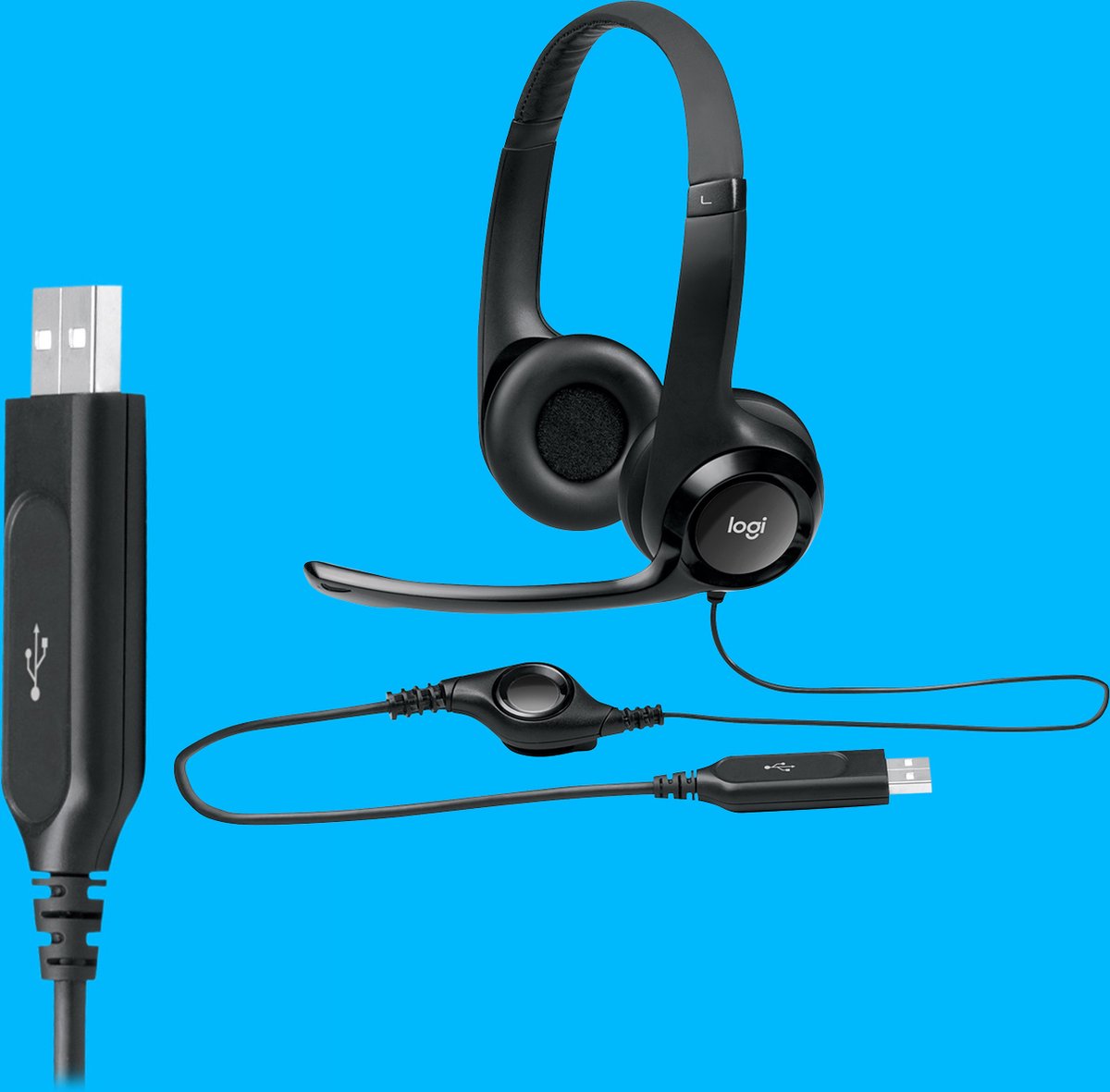 Logitech H390 Stereo USB-A Headset - Zwart
