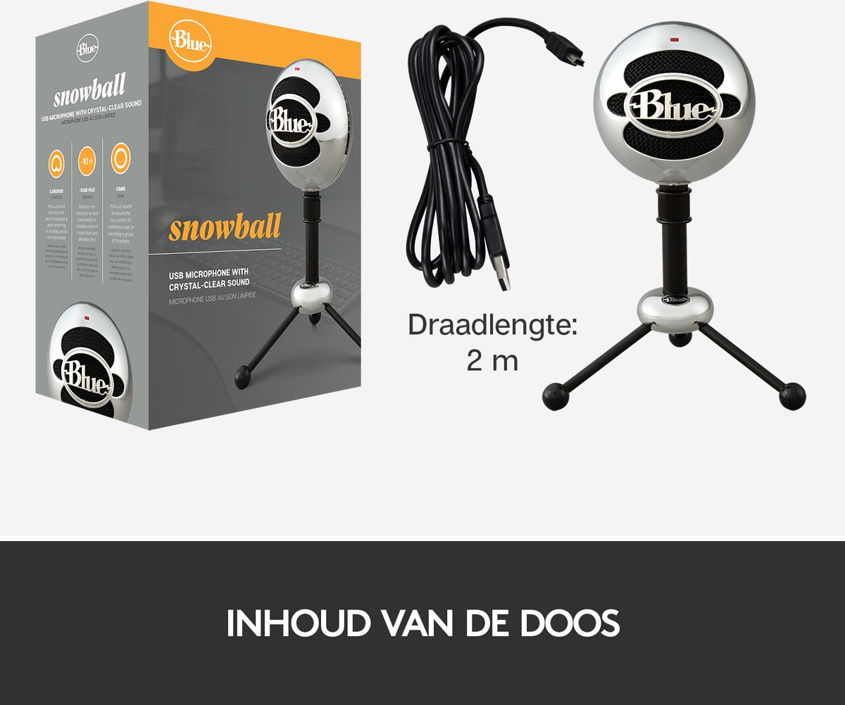 Logitech Snowball Tafelmicrofoon, Chroom - Zwart