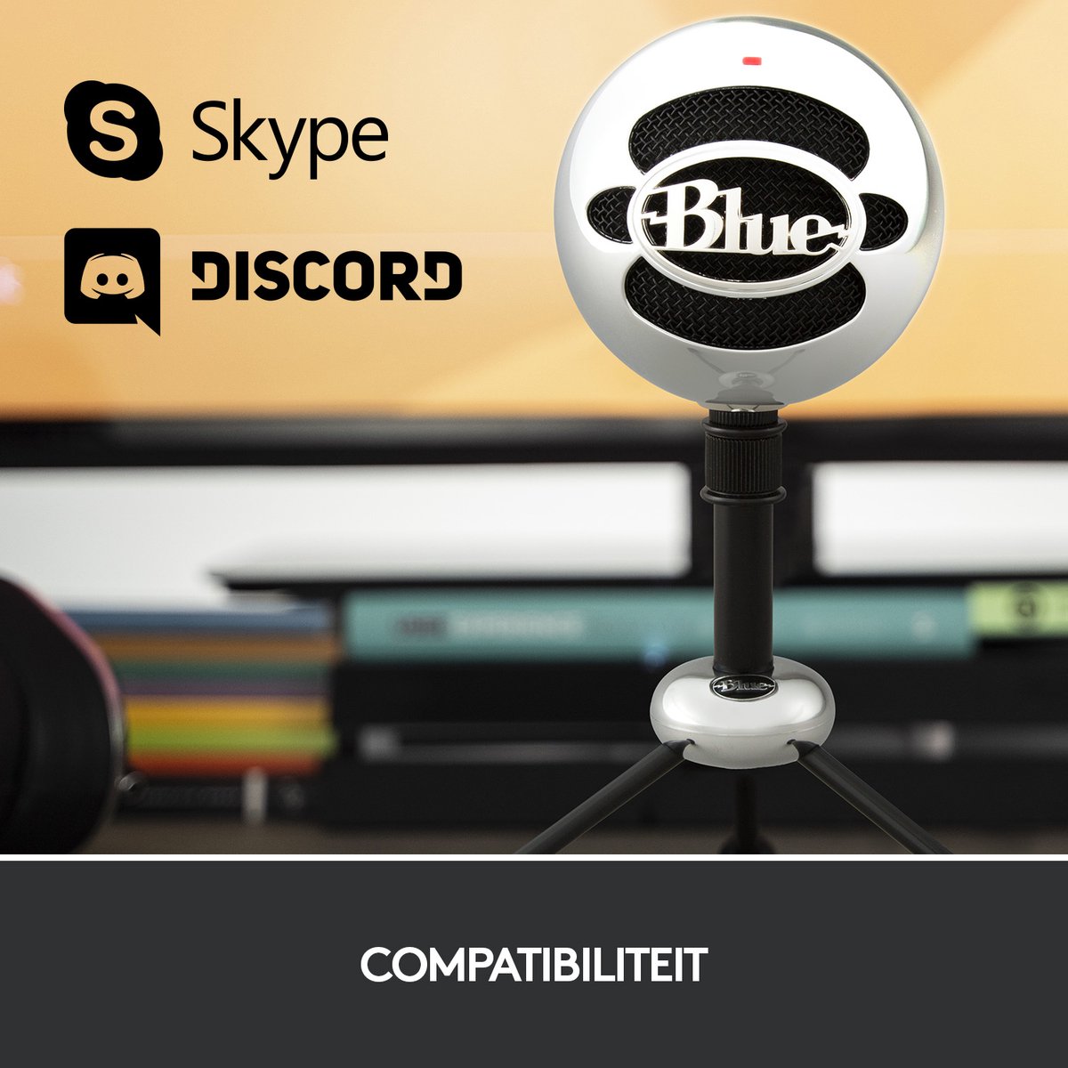 Logitech Snowball Tafelmicrofoon, Chroom - Zwart