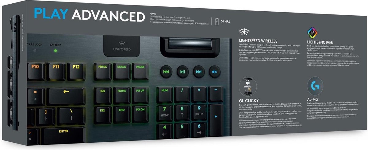 Logitech G G915 toetsenbord RF-draadloos + Bluetooth AZERTY Frans - Zwart