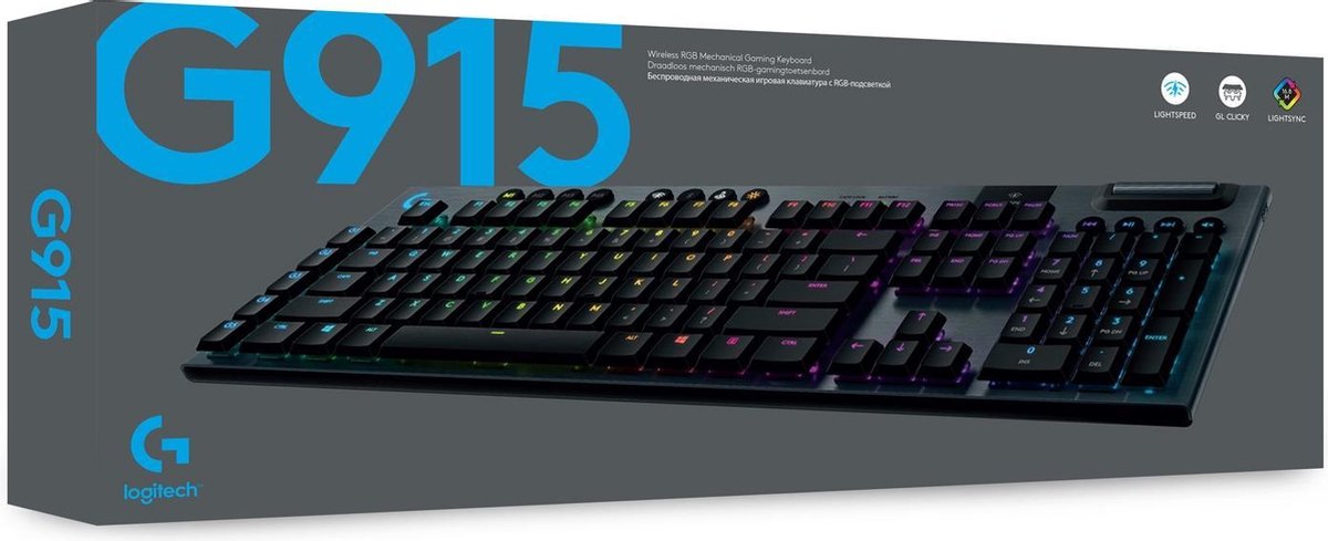 Logitech G G915 toetsenbord RF-draadloos + Bluetooth AZERTY Frans - Zwart