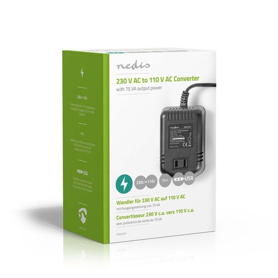 Nedis Stroomomvormer | 230 V AC - 110V AC | 75 W | Ongeaarde USA-Uitgang