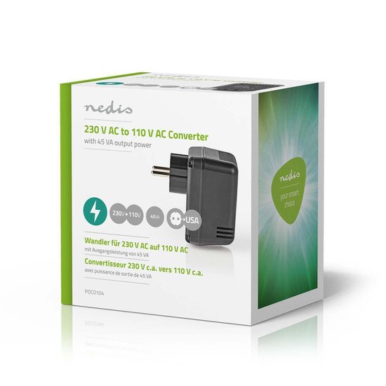 Nedis Stroomomvormer | 230 V AC - 110V AC | 45 W | Ongeaarde USA-Uitgang