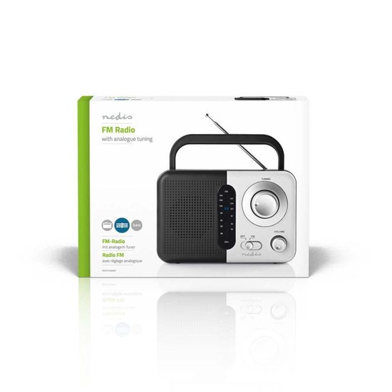 Nedis FM-radio | 2,4 W | Draaggreep | / wit - Zwart