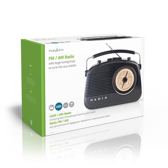 Nedis FM-radio | 4,5 W | Draaggreep | | - Zwart