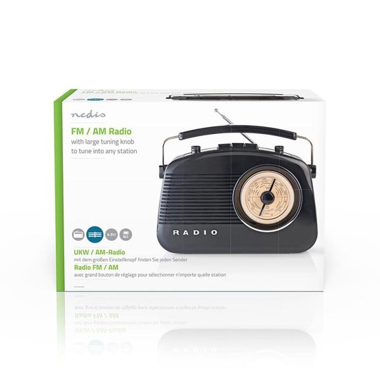 Nedis FM-radio | 4,5 W | Draaggreep | | - Zwart