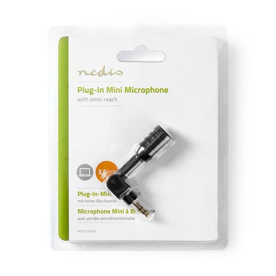 Nedis Bedrade Microfoon | Mini | Plug-In | 3,5 mm | - Zwart