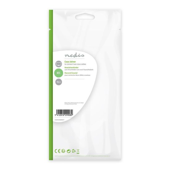 Nedis Cable Joiner | voor Coaxkabels | 10 Stuks | - Wit