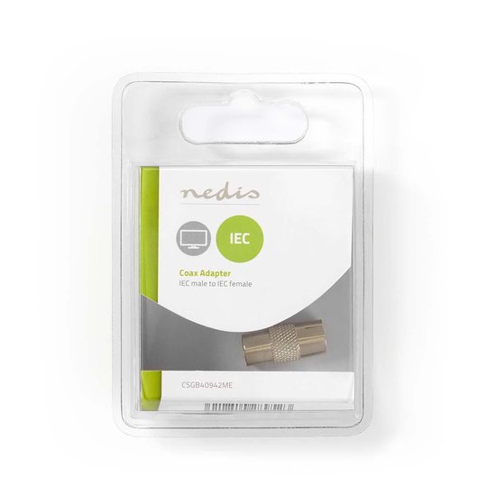 Nedis Coaxadapter | IEC (Coax) Male - IEC (Coax) Female | Metaal [CSGB40942ME]