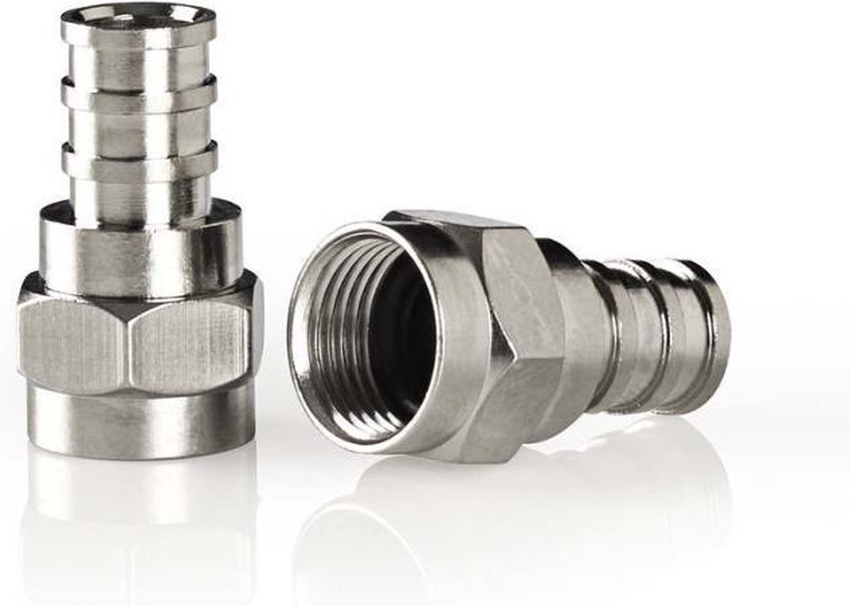 Nedis F-connector weerbestendig | Mannelijk - voor 5,5 mm coaxkabels | 2 stuks | Metaal