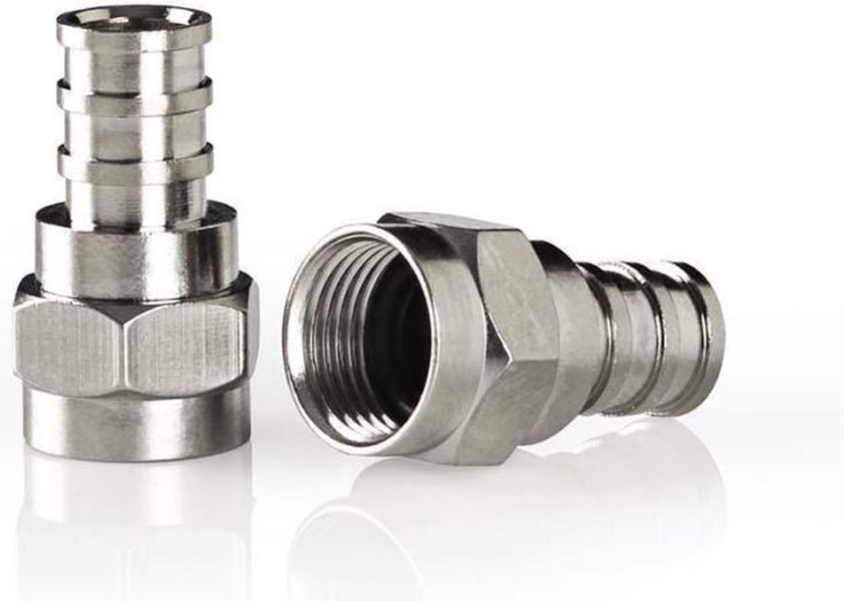 Nedis F-connector weerbestendig | Mannelijk - voor 7,0 mm coaxkabels | 2 stuks | Metaal