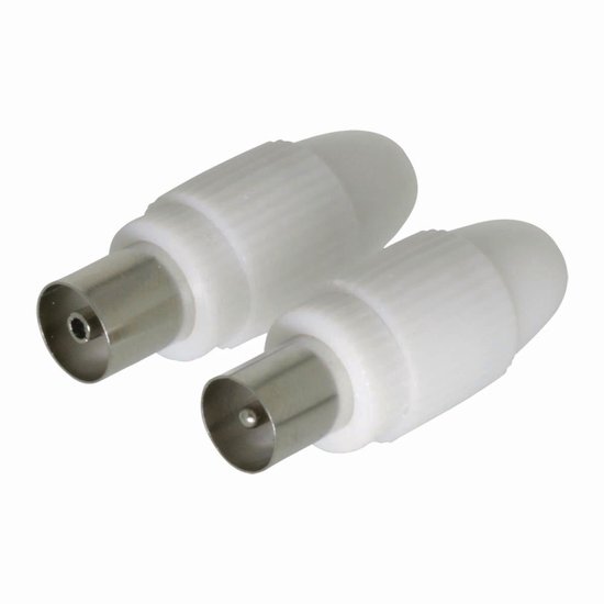 Nedis IEC (Coax) -Connector | Male + Female - Recht | 2 Stuks | [CSGB40999WT] - Wit