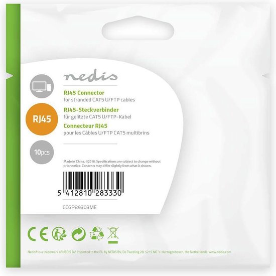 Nedis CCGP89303ME kabel-connector RJ45 Transparant