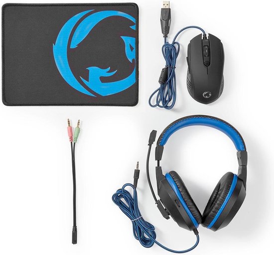 Nedis Gaming Combo Kit | 3-in-1 | Headset, Mouse and Mouse Pad - Zwart