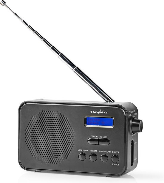 Nedis DAB+ Radio | 3,6 W | FM | Klok & Wekkerfunctie | - Zwart