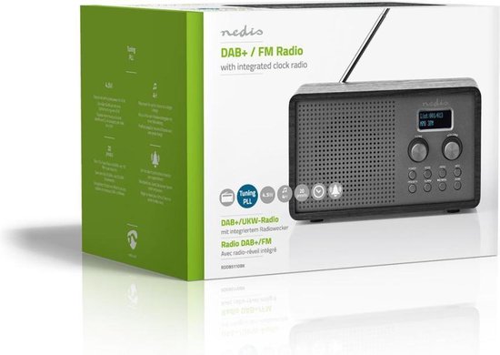 Nedis DAB+ Radio | 4,5 W | FM | Klok & Wekkerfunctie | - Zwart