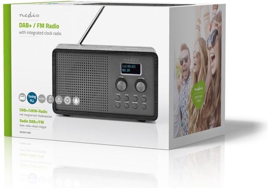 Nedis DAB+ Radio | 4,5 W | FM | Klok & Wekkerfunctie | - Zwart
