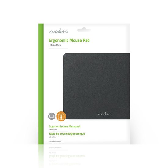 Nedis Ergonomic Anti-Microbial Mouse Pad | Ultra-Thin | 240 x 190 mm | Black - Zwart