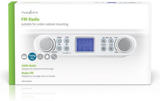 Nedis FM-Radio | Keukenradio Onderbouw | 30 Voorkeurstations | Display met Automatische Dimmer | - Wit
