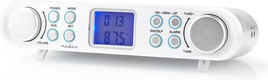 Nedis FM-Radio | Keukenradio Onderbouw | 30 Voorkeurstations | Display met Automatische Dimmer | - Wit