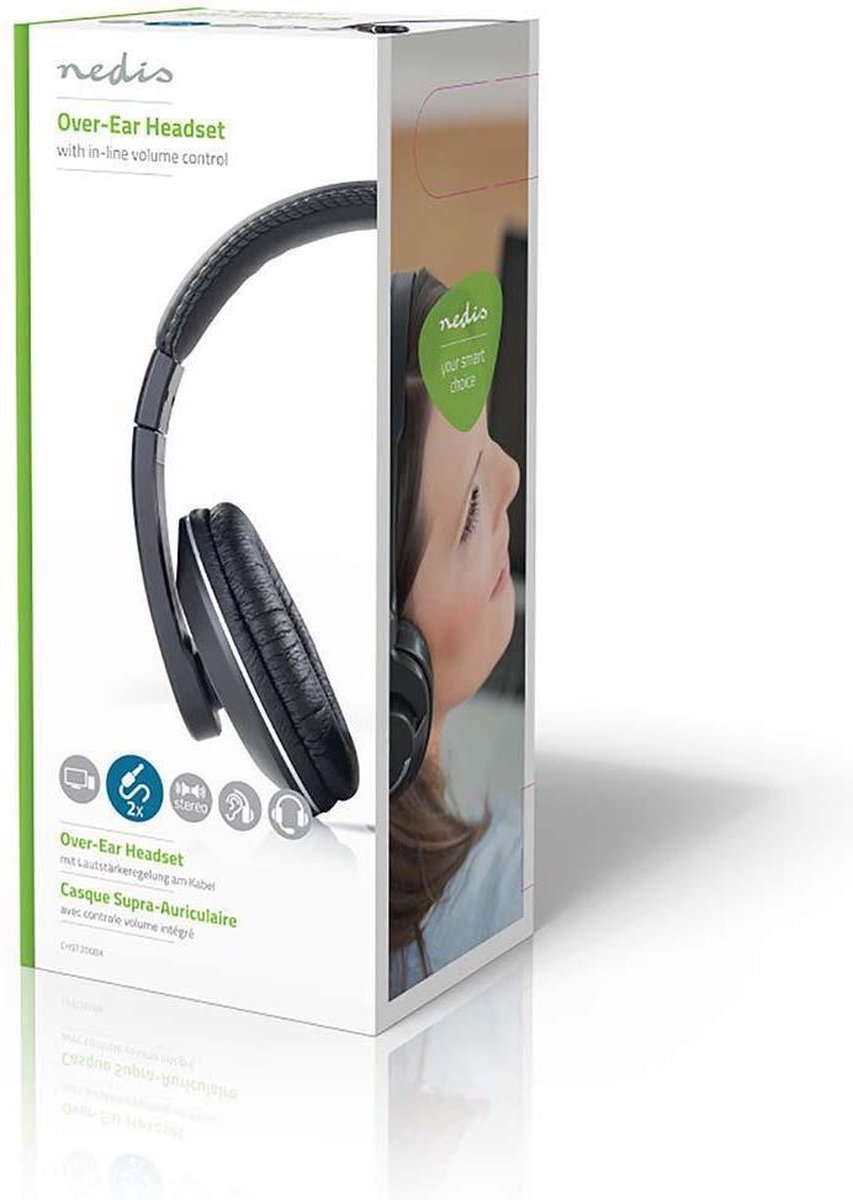 Nedis PC-headset | Over-ear | Microfoon | Dubbele 3,5 mm connector - Zwart