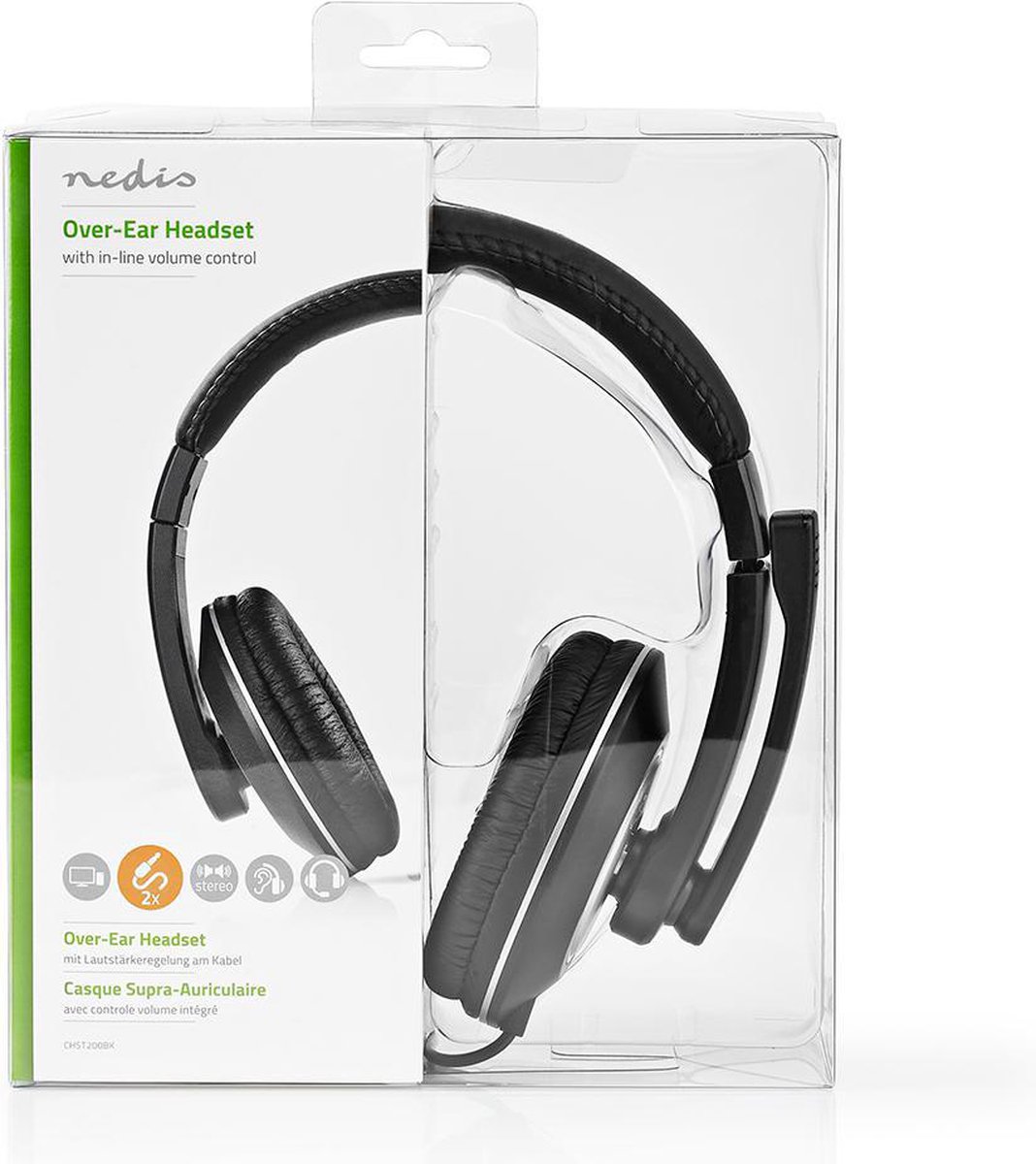 Nedis PC-headset | Over-ear | Microfoon | Dubbele 3,5 mm connector - Zwart