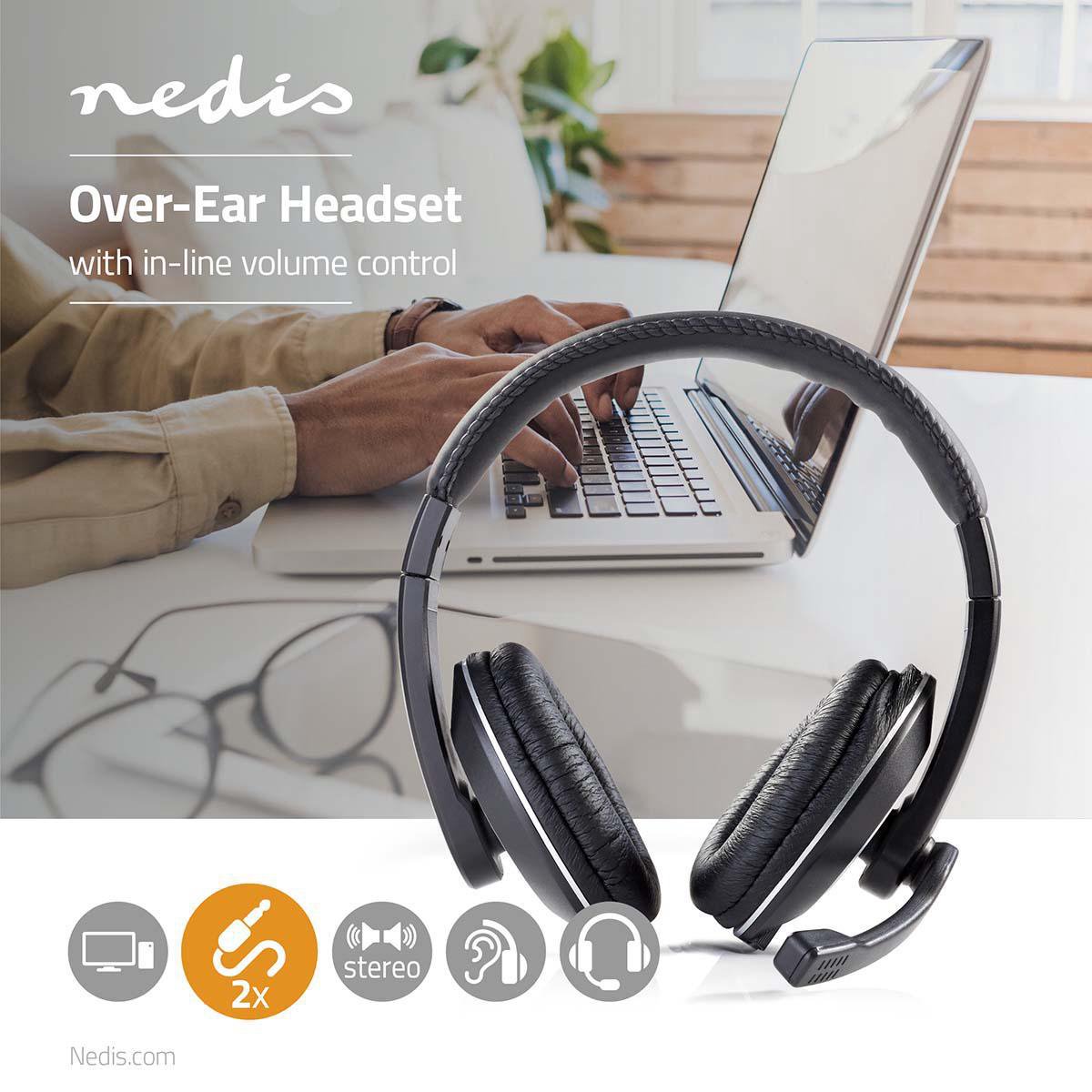 Nedis PC-headset | Over-ear | Microfoon | Dubbele 3,5 mm connector - Zwart
